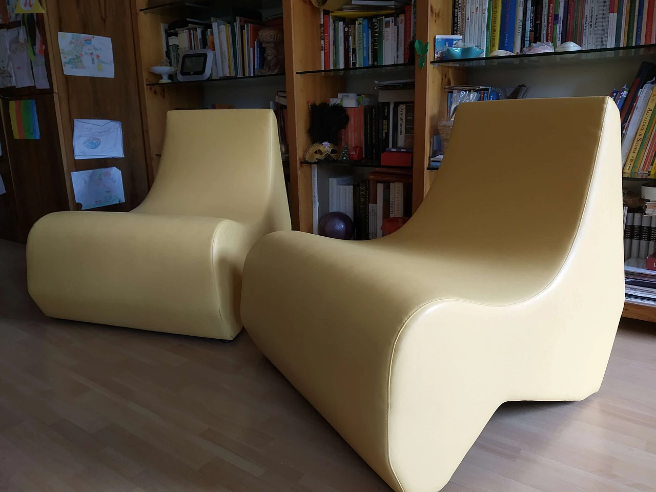 Pair of Stones modular leather armchairs by Fulvio Bulfoni for La Cividina 1412417