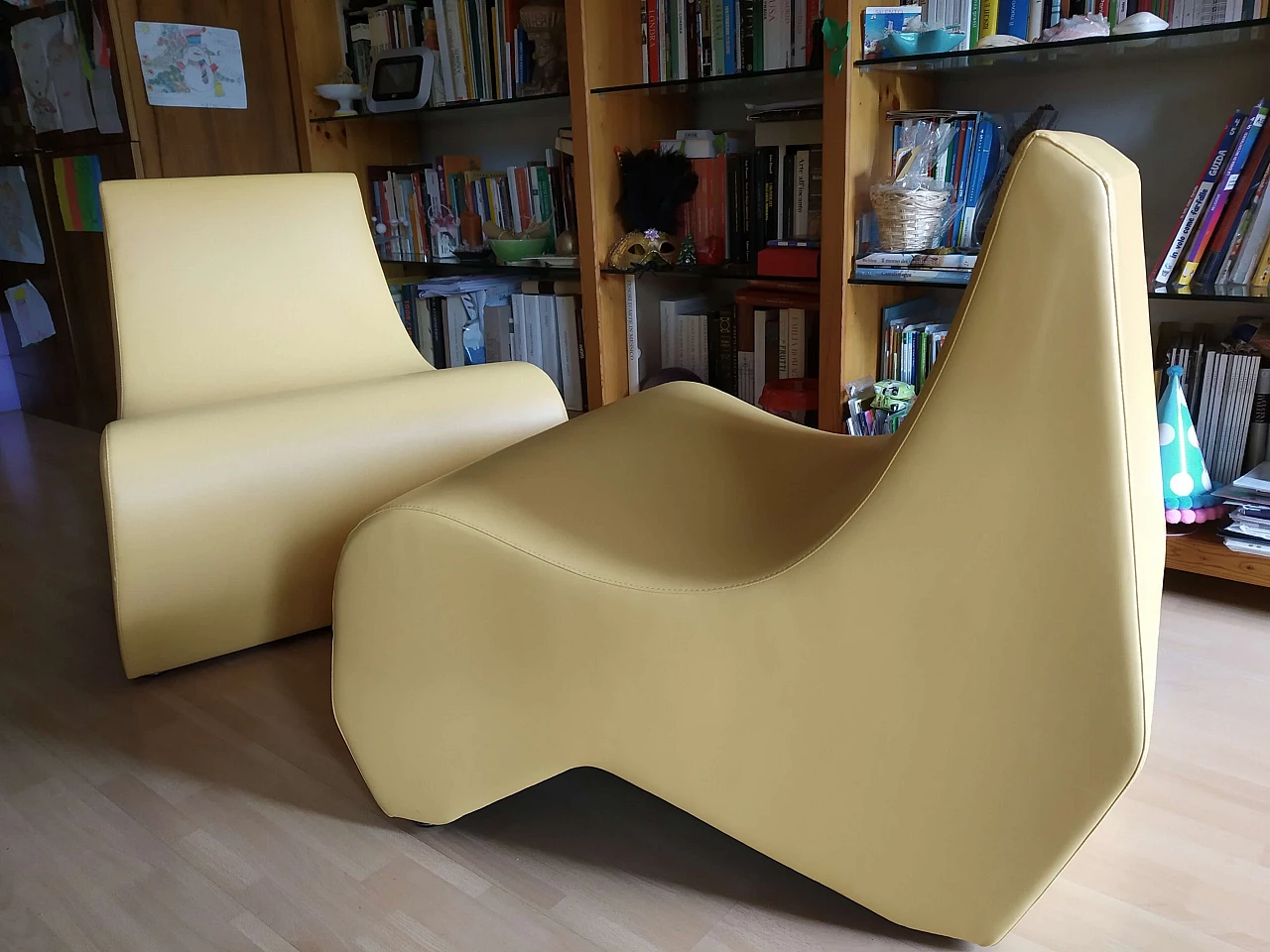 Pair of Stones modular leather armchairs by Fulvio Bulfoni for La Cividina 1412447