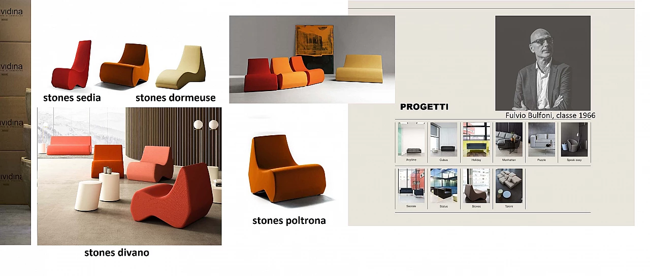 Pair of Stones modular leather armchairs by Fulvio Bulfoni for La Cividina 1412508