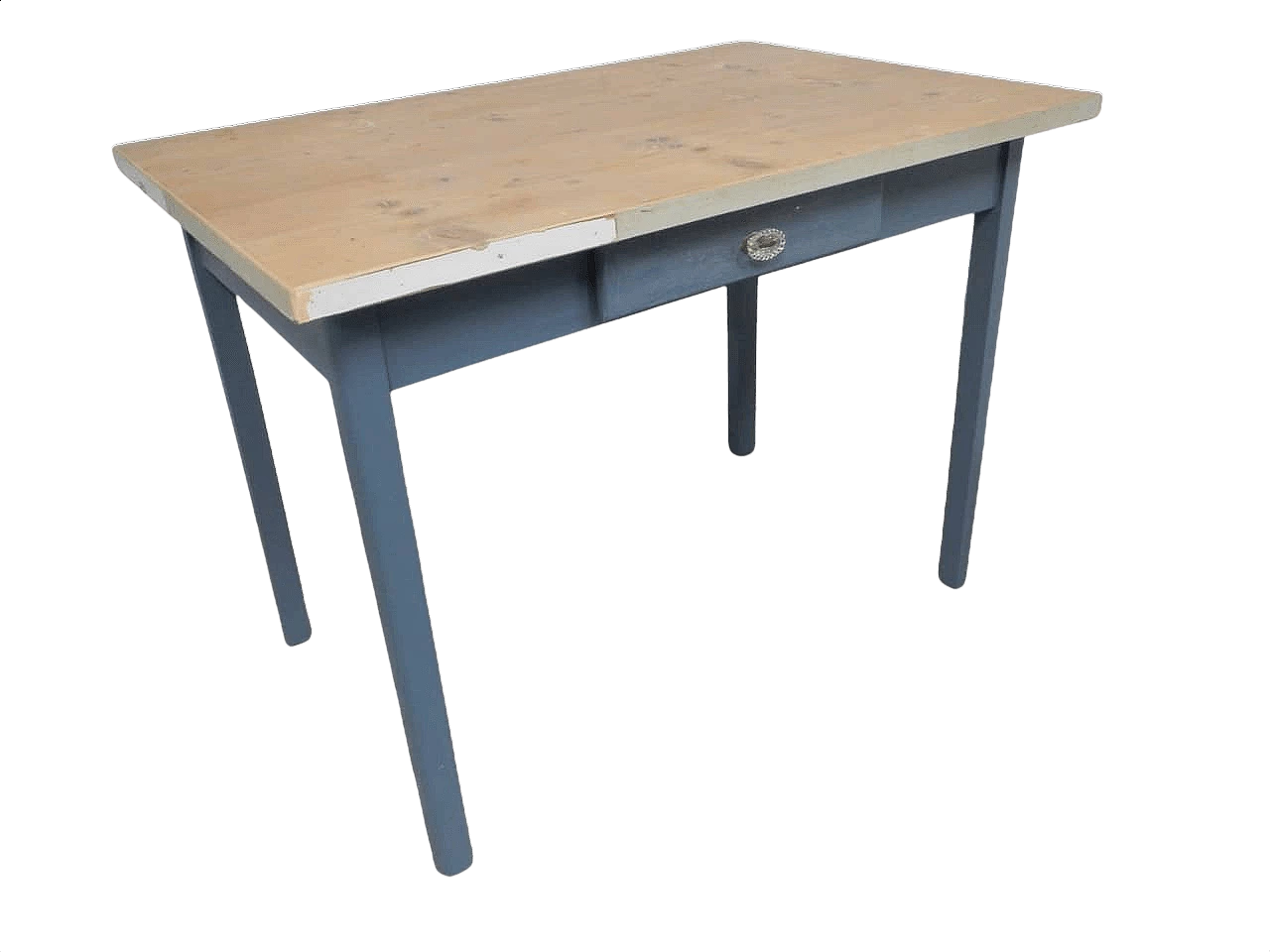 Blue fir table with glass knob, 1960s 1412536