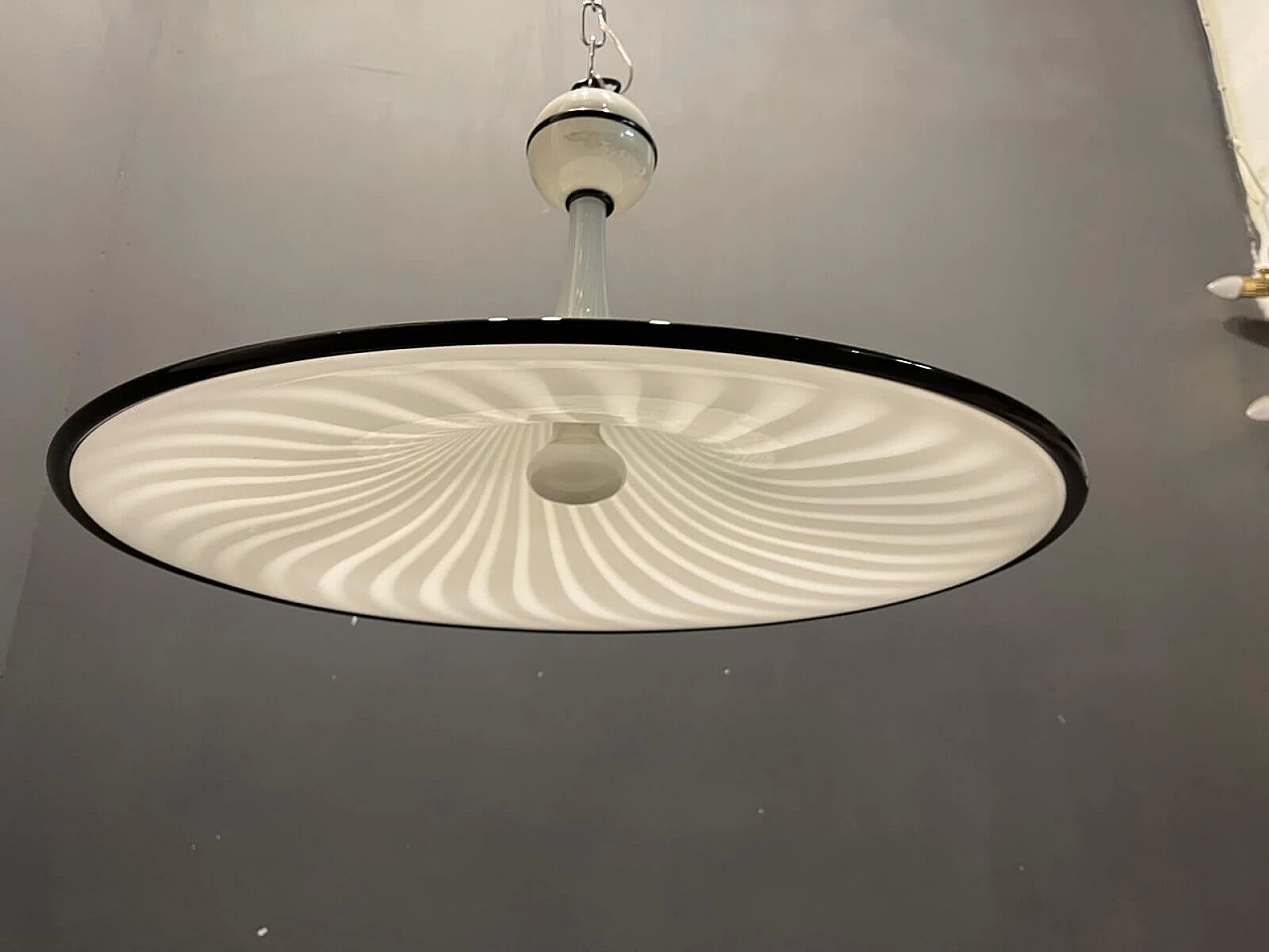 Black and white Murano glass chandelier by Venini, 1970s 1412602