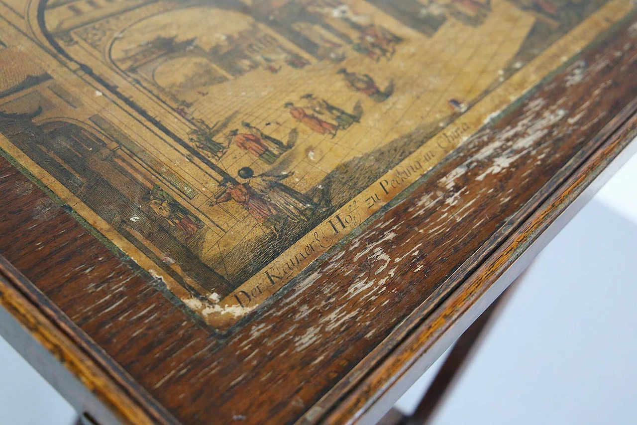 Tavolino pieghevole cinese in legno con piano decorato, del '800 1412611