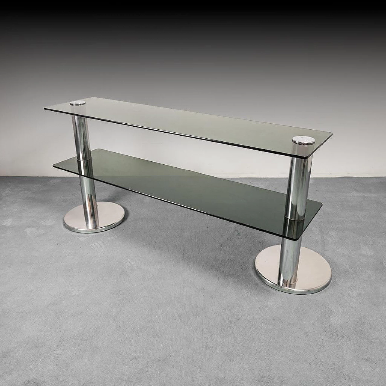 Console table in steel and glass, 1970s 1412798
