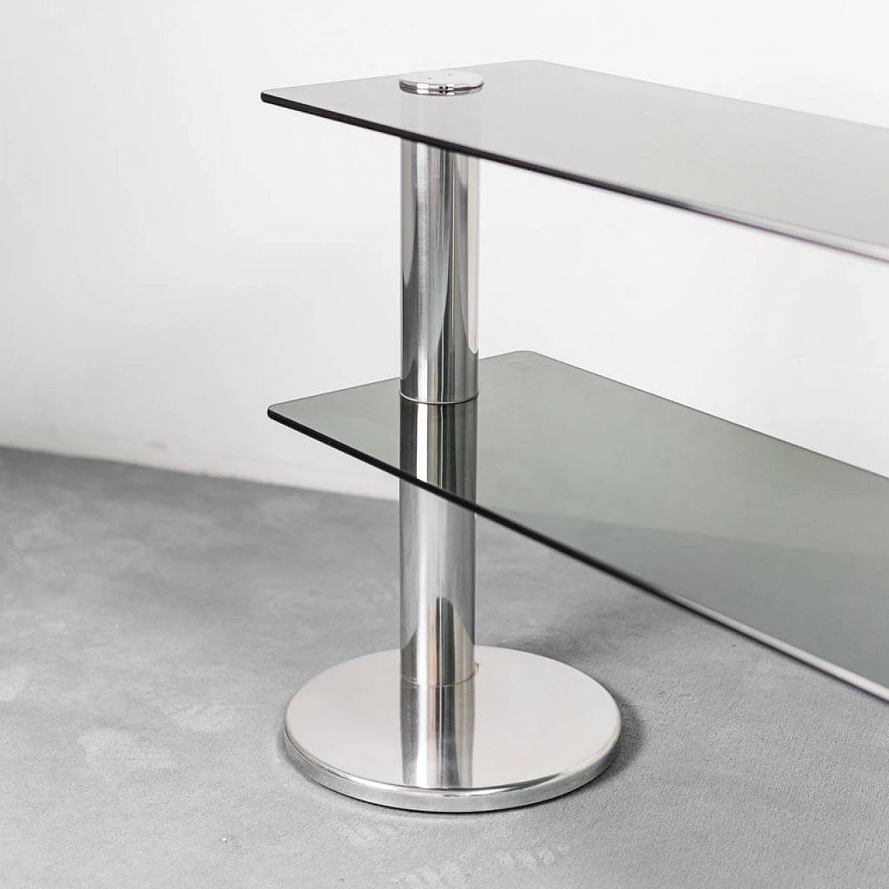 Console table in steel and glass, 1970s 1412799