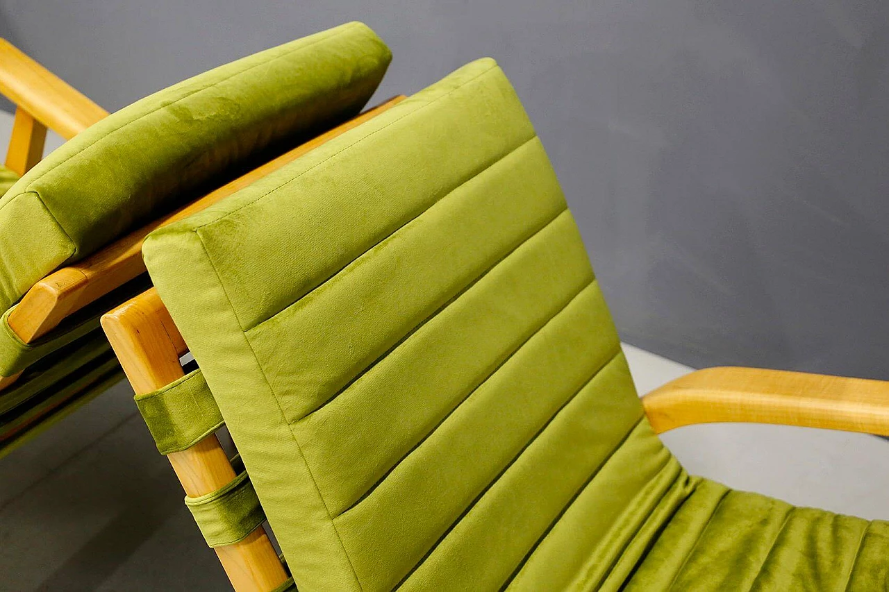 Pair of armchairs by Gustavo Pulitzer and Giorgio Lacht in wood and green velvet, 1930s 1412875