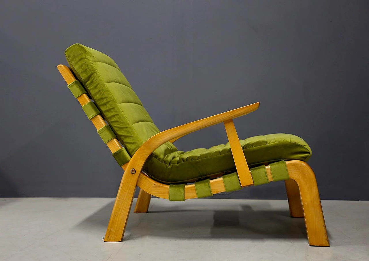 Pair of armchairs by Gustavo Pulitzer and Giorgio Lacht in wood and green velvet, 1930s 1412877
