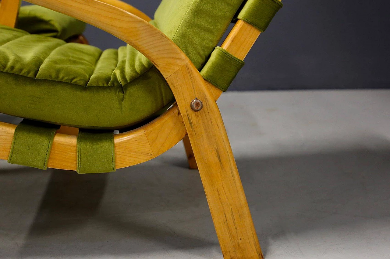 Pair of armchairs by Gustavo Pulitzer and Giorgio Lacht in wood and green velvet, 1930s 1412881