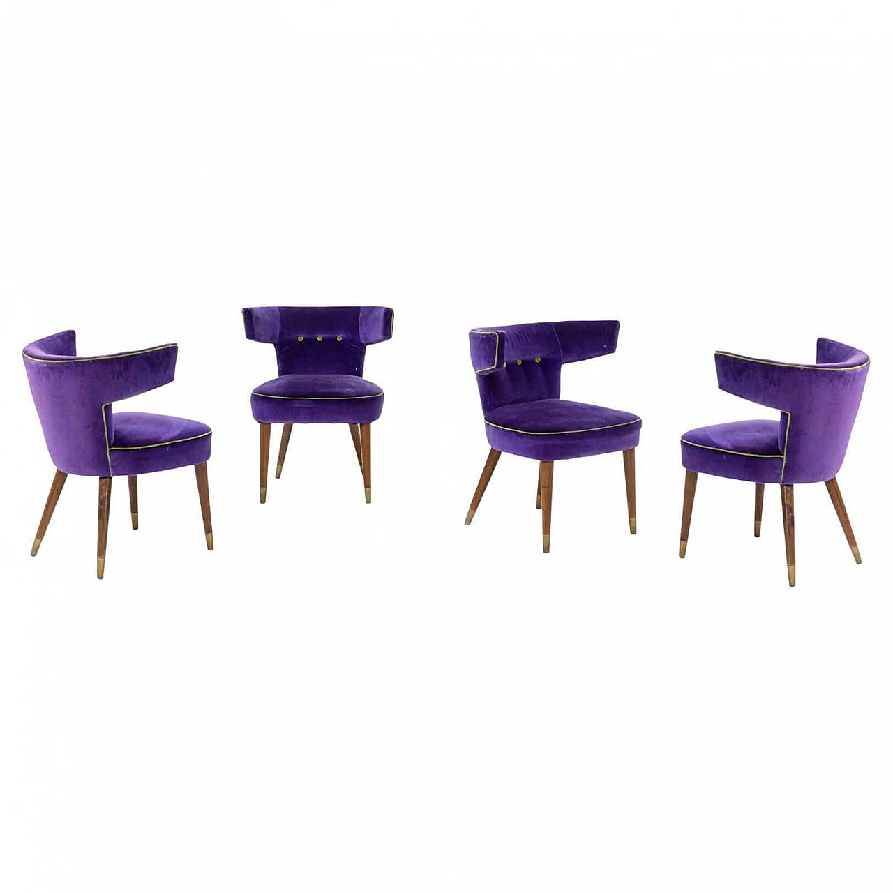 4 Violet velvet armchairs by Gio Ponti and Nino Zoncada for Cassina, 1950s 1412916