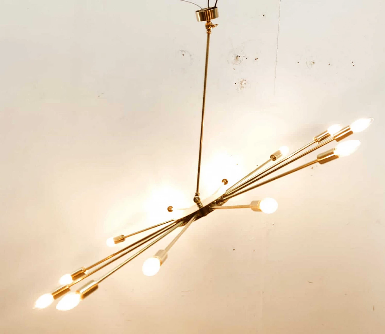 Sputnik 12-light brass chandelier, 1980s 1415349