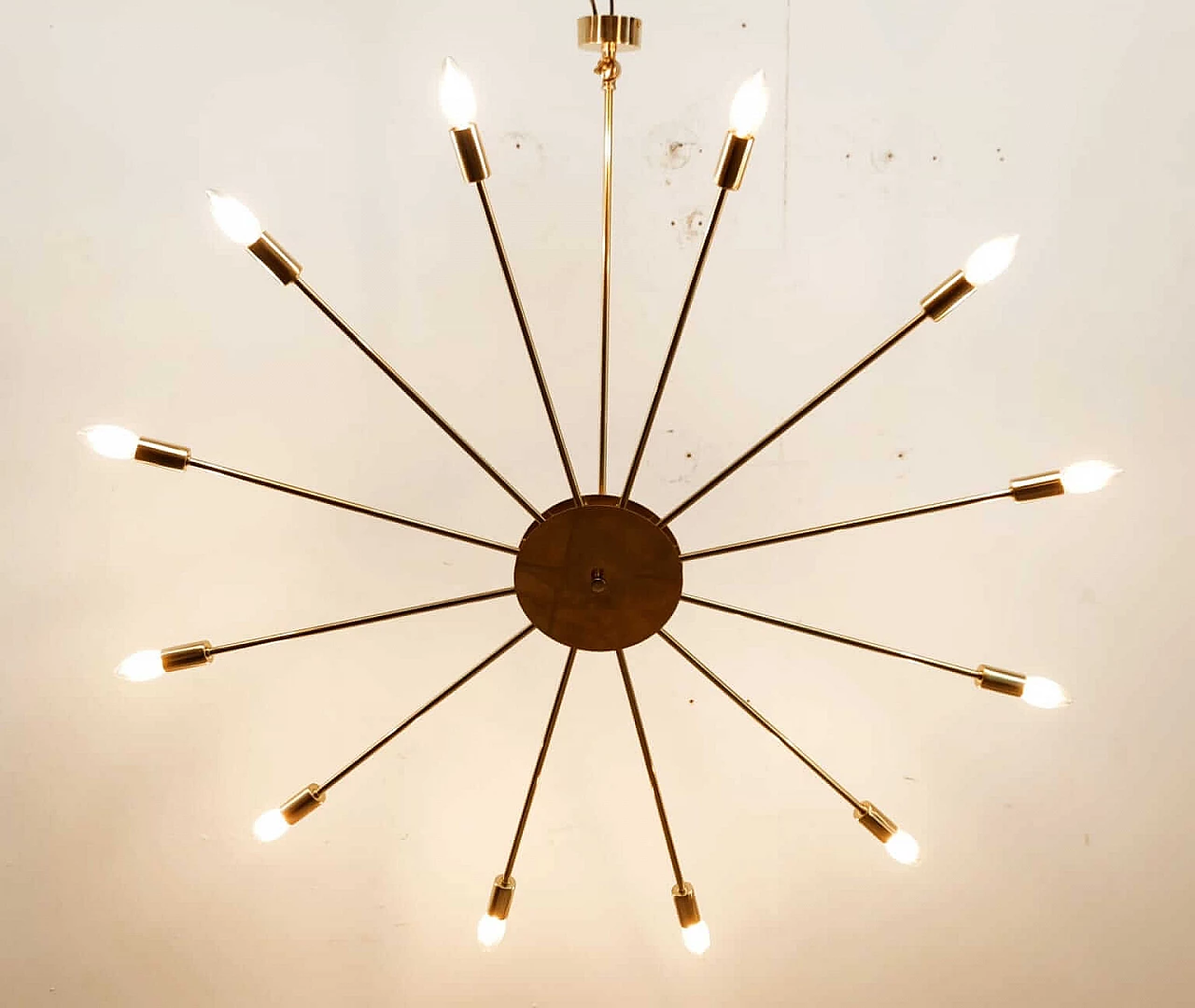 Sputnik 12-light brass chandelier, 1980s 1415350