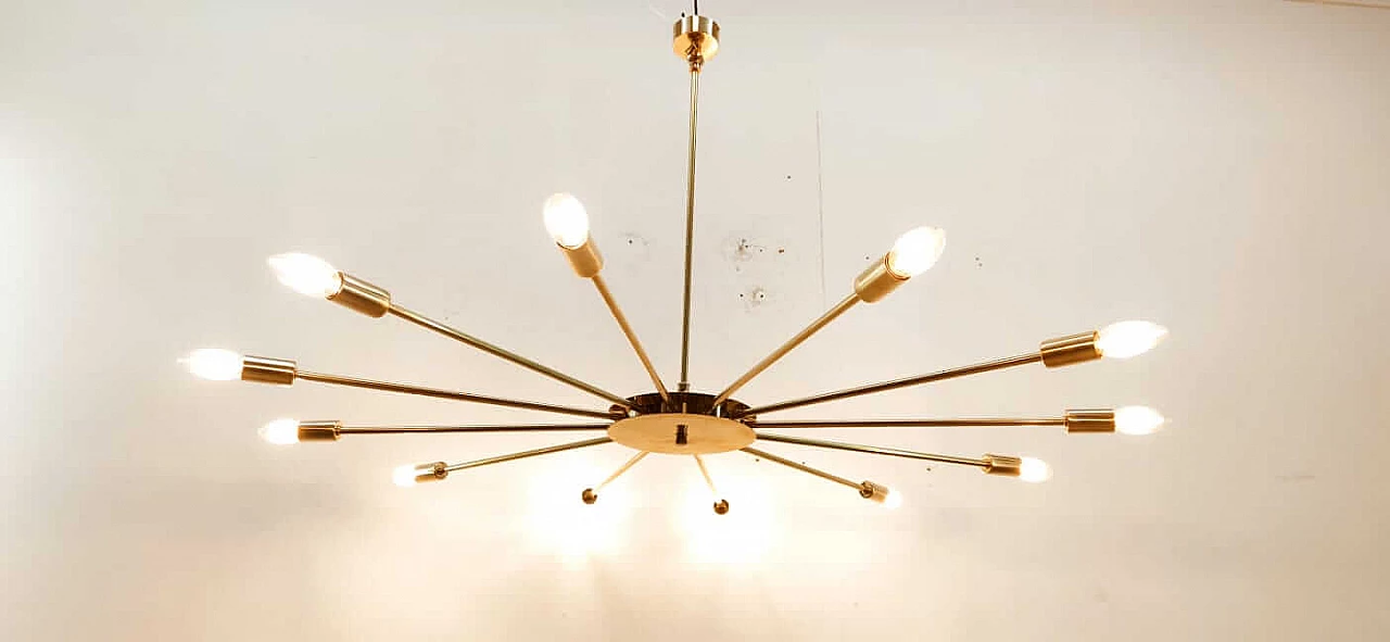 Sputnik 12-light brass chandelier, 1980s 1415359