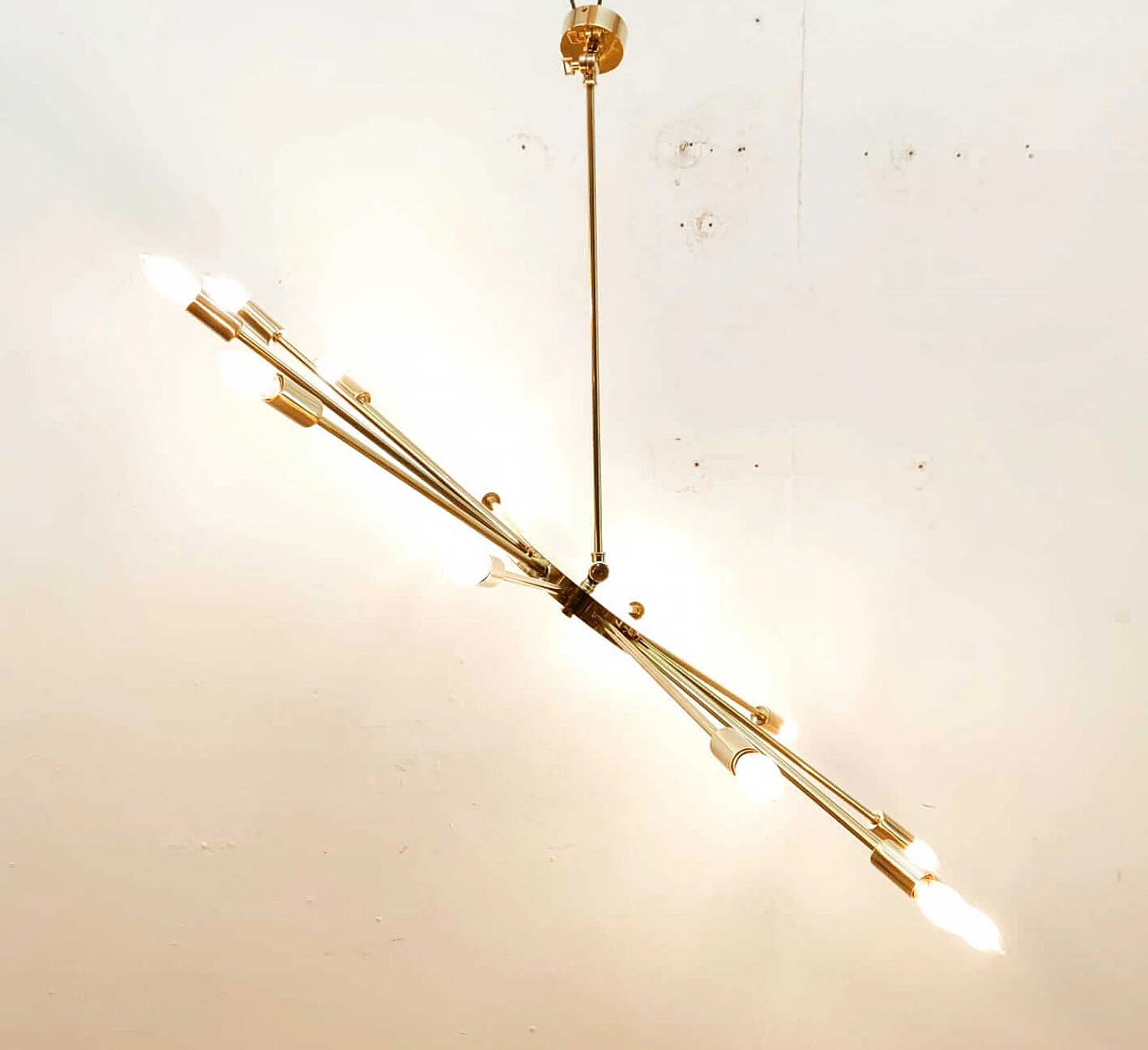 Sputnik 12-light brass chandelier, 1980s 1415362