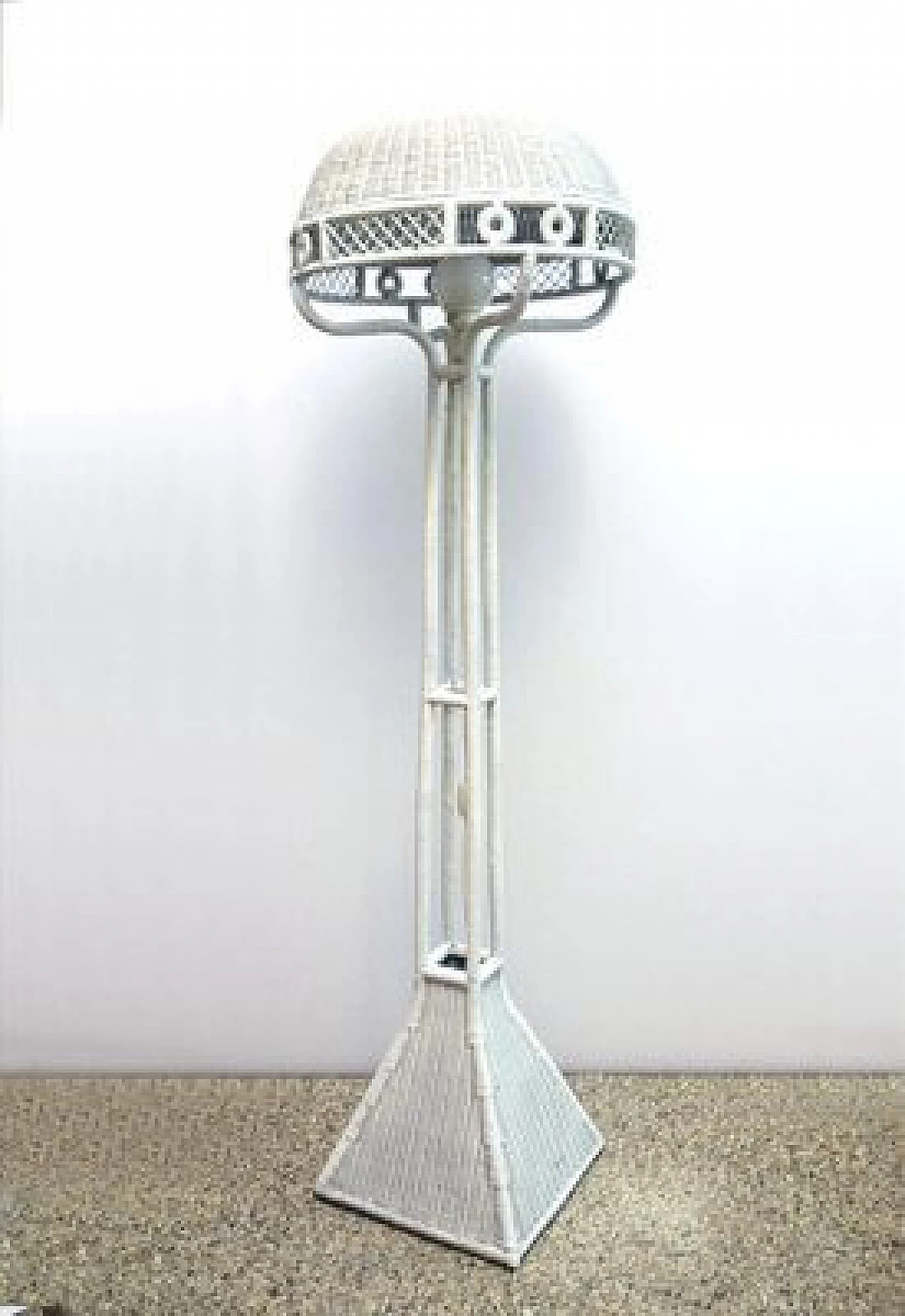 White wicker floor lamp, 1950s 1416164