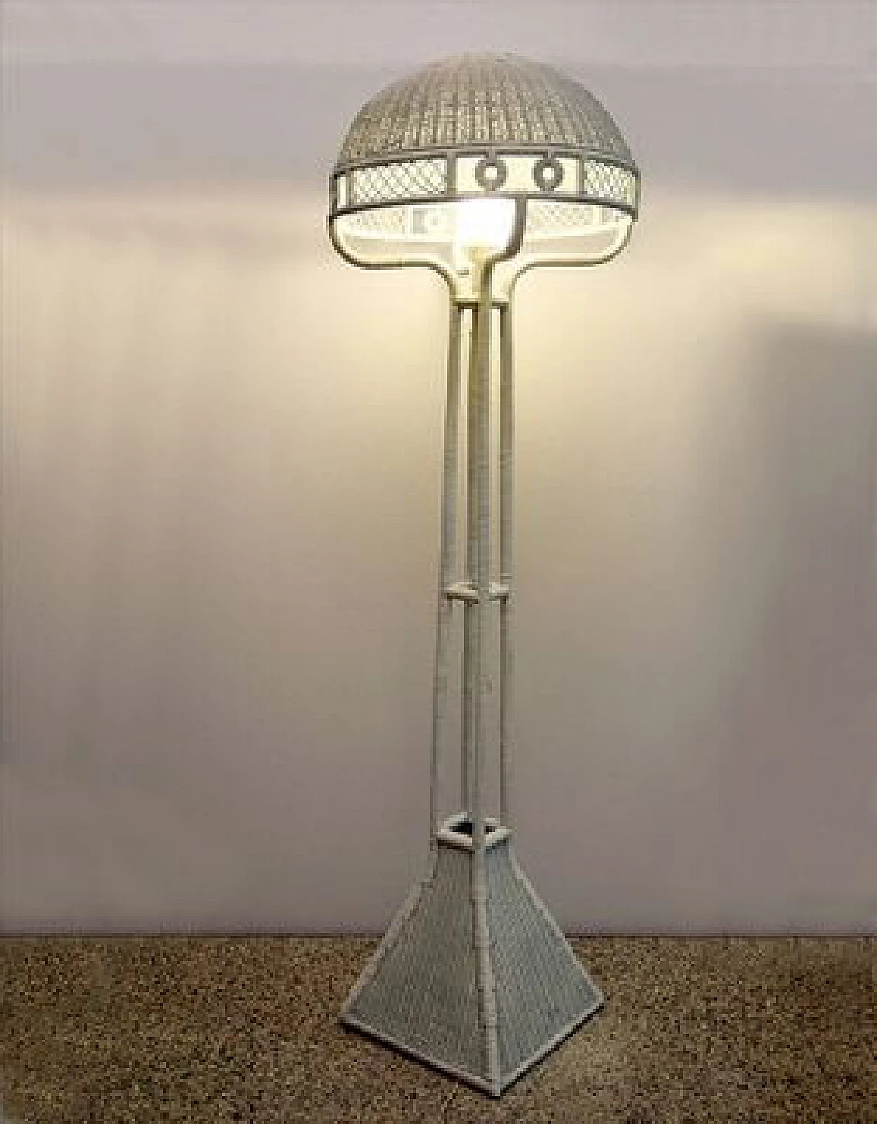 White wicker floor lamp, 1950s 1416171