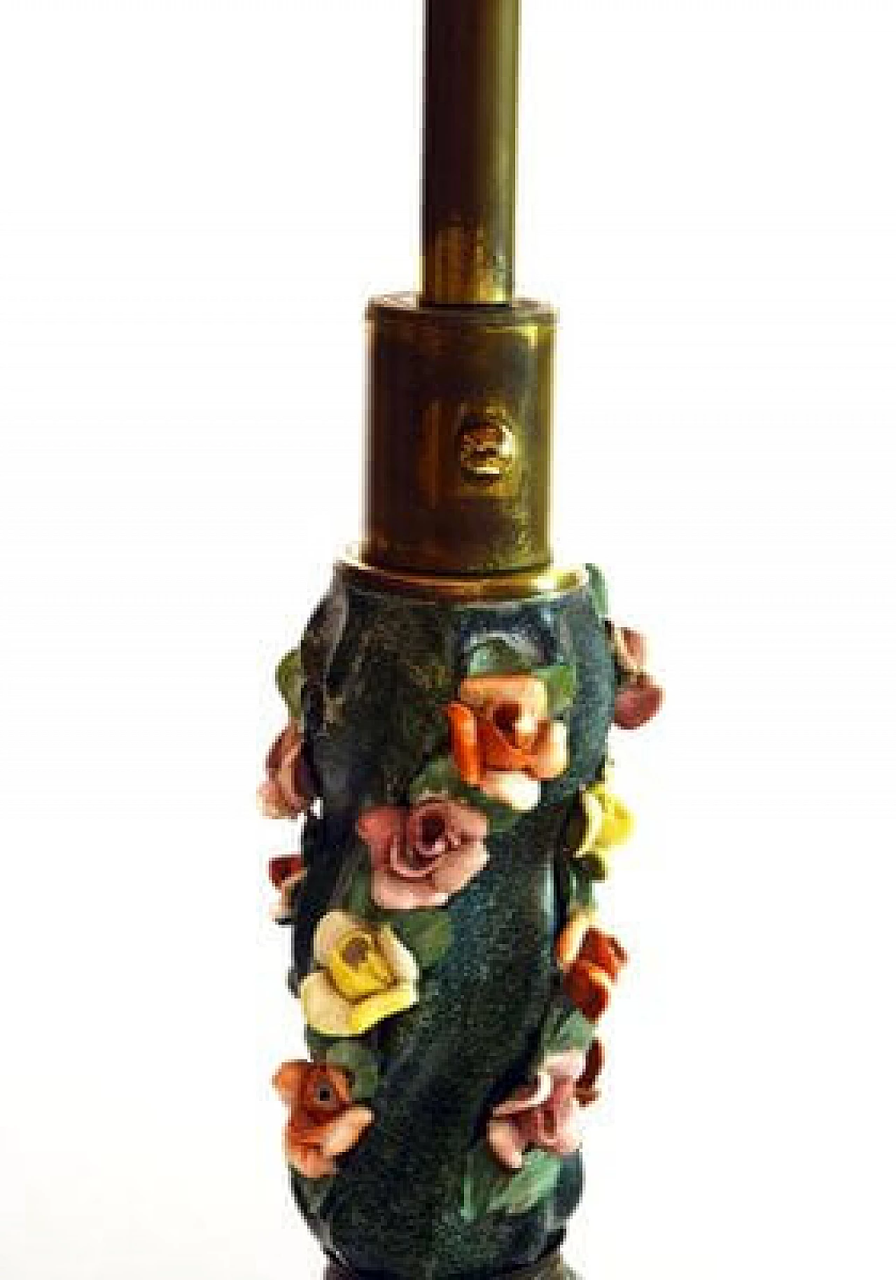 Lampada da terra in ceramica con decori floreali, anni '50 1416188
