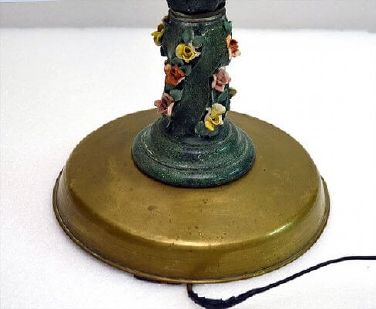 Lampada da terra in ceramica con decori floreali, anni '50 1416192