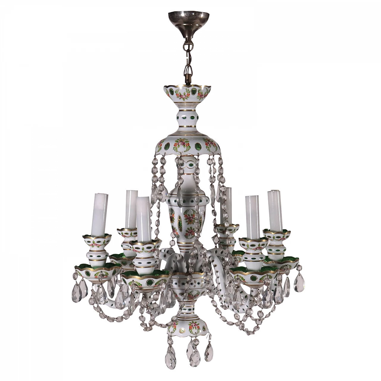 Bohemia Chandelier Painted Glass Early 20th Century 1417056