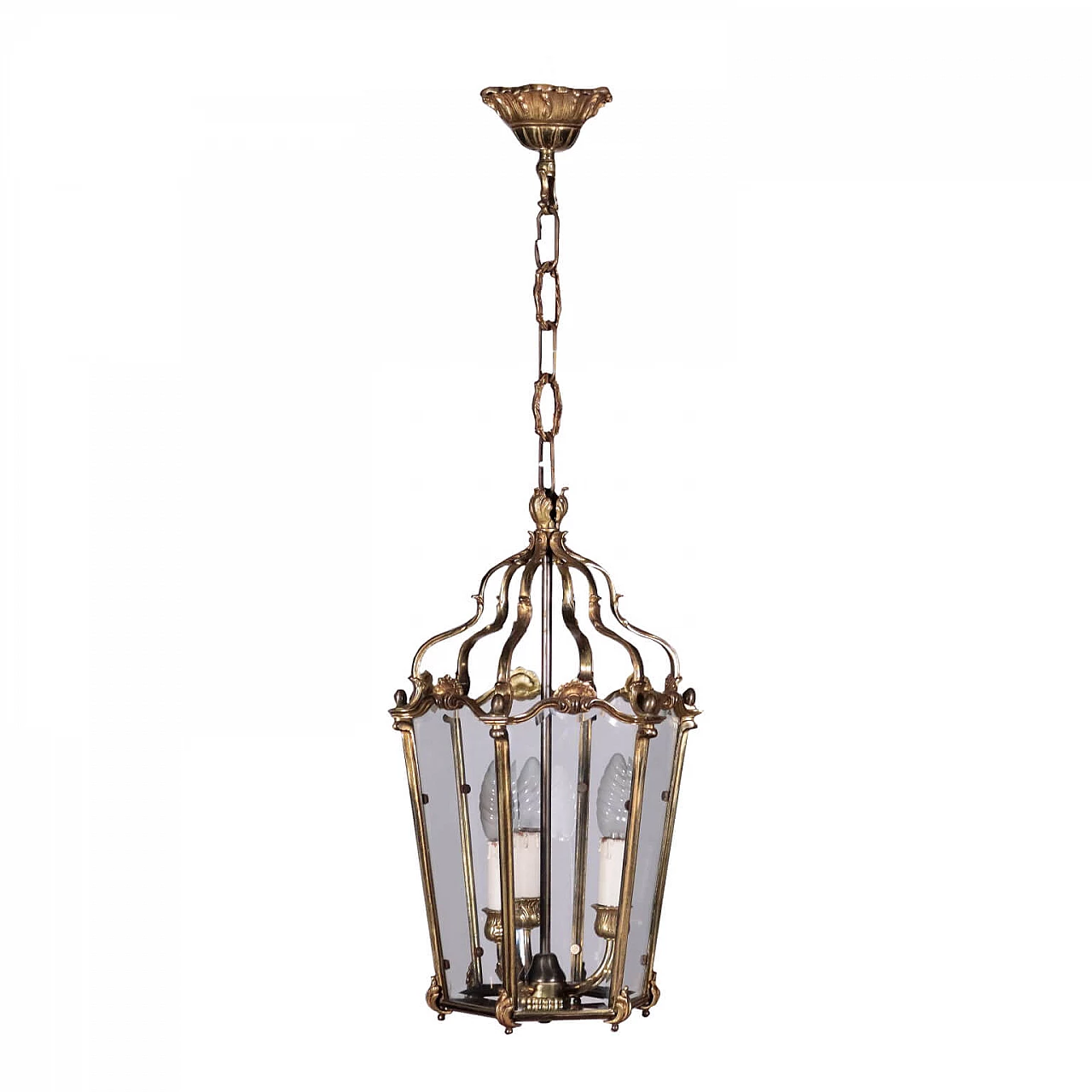 Glass and gilded bronze lantern, 20th century 1417189