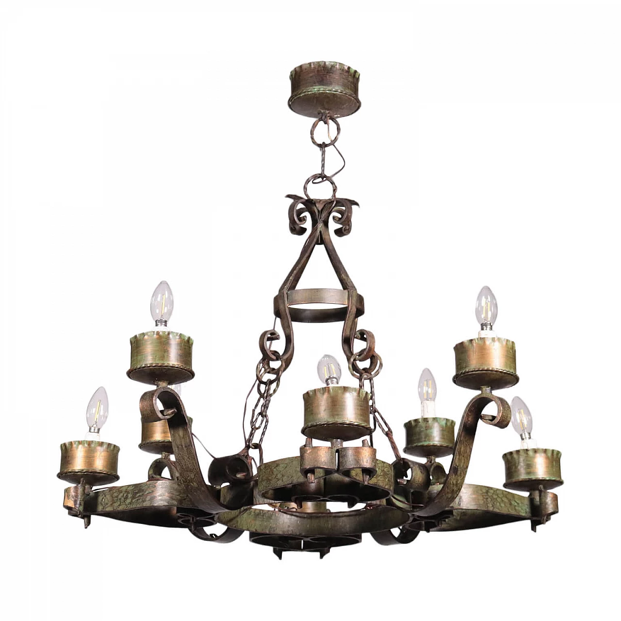 Lampadario in ferro battuto, '900 1417260