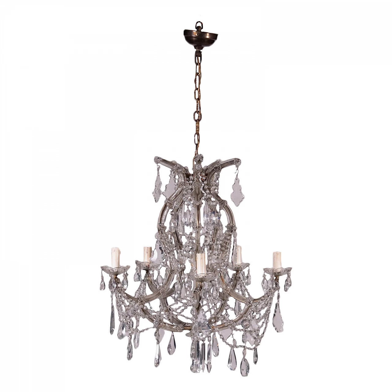 Maria Theresa style 5 light glass chandelier, 20th century 1418164