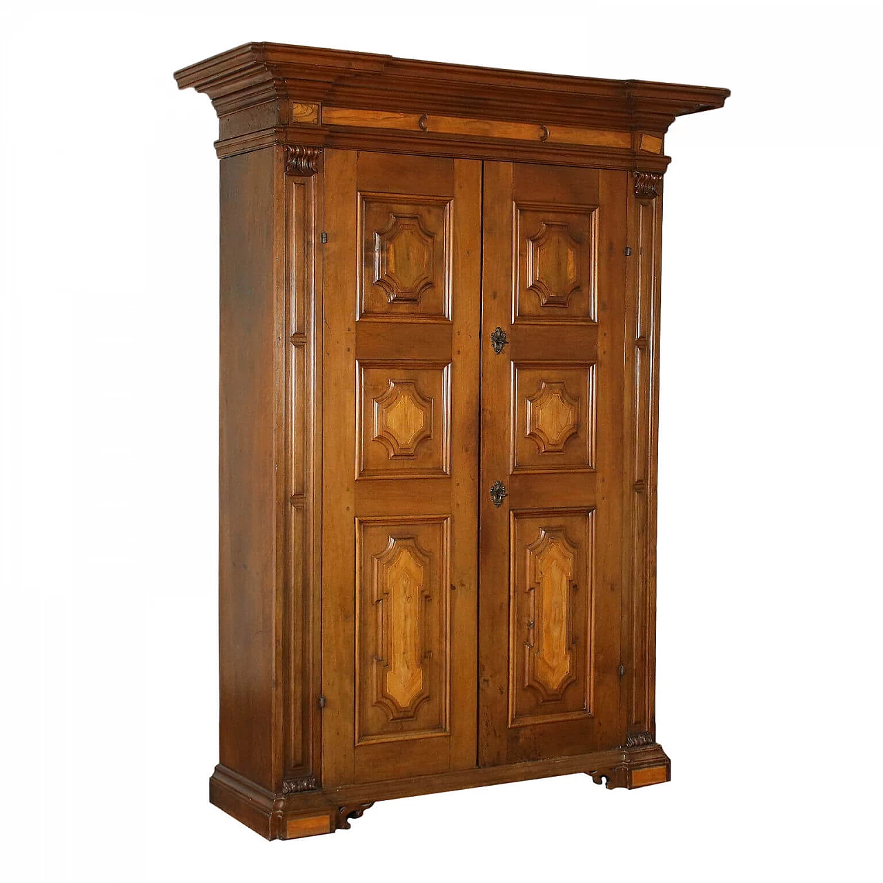 Baroque wardrobe in walnut, maple and olive wood, 18th century 1420211