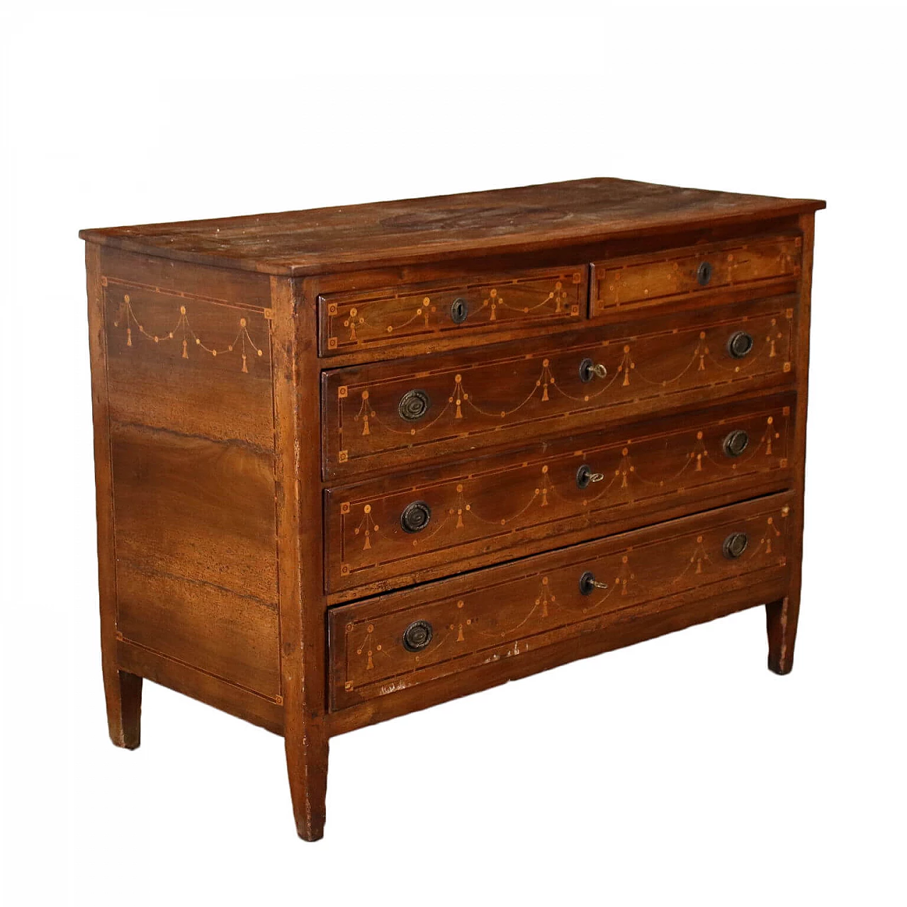 Cassettone in stile neoclassico con intarsi a festoni, del '700 1421356