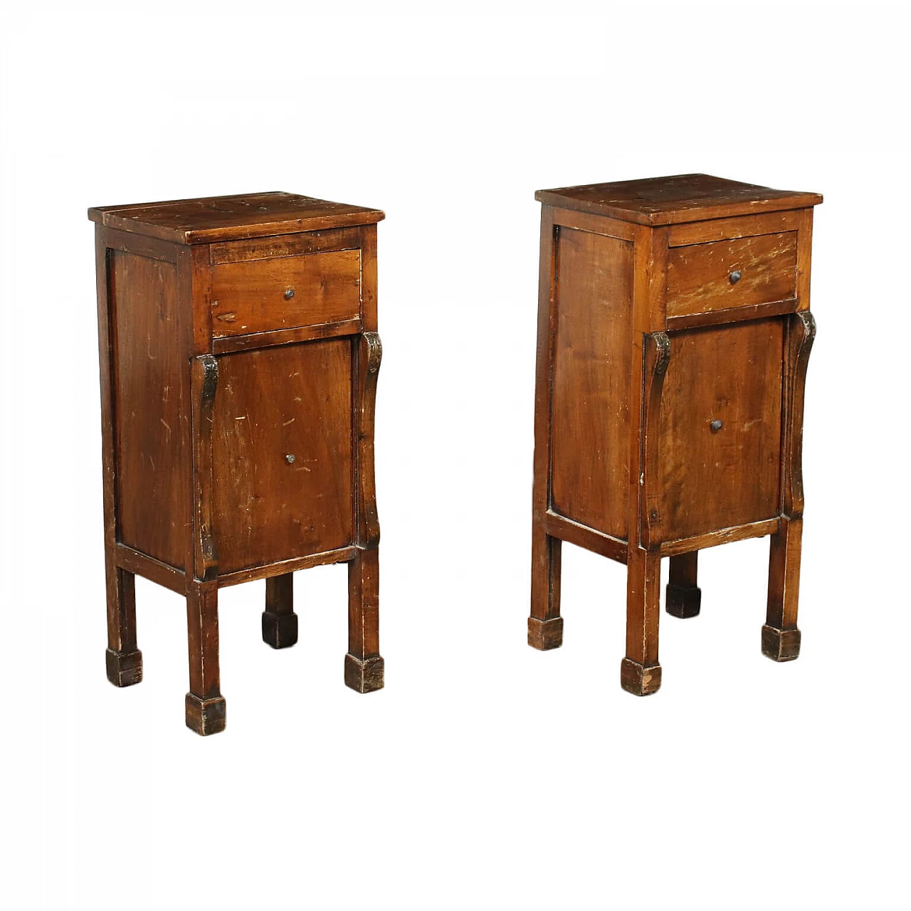 Pair of bedside tables restoration in walnut and fir wood, 19th century 1421683