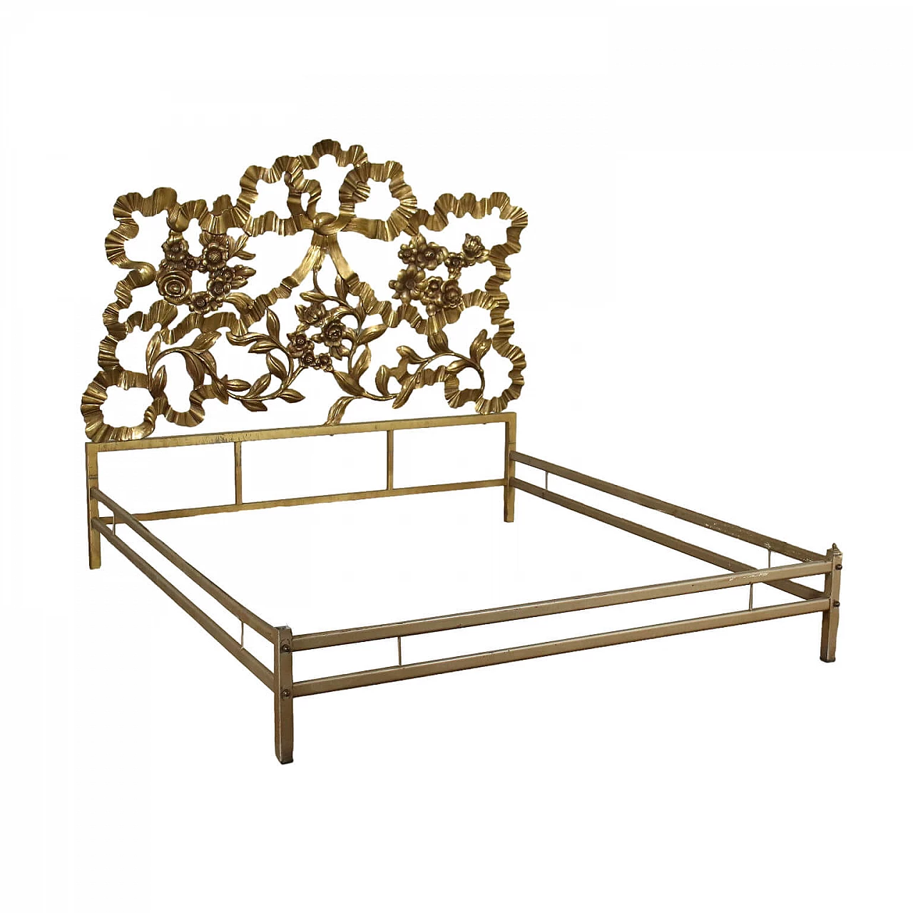 Double Bed Brass Metal Italy 1950s 1422796