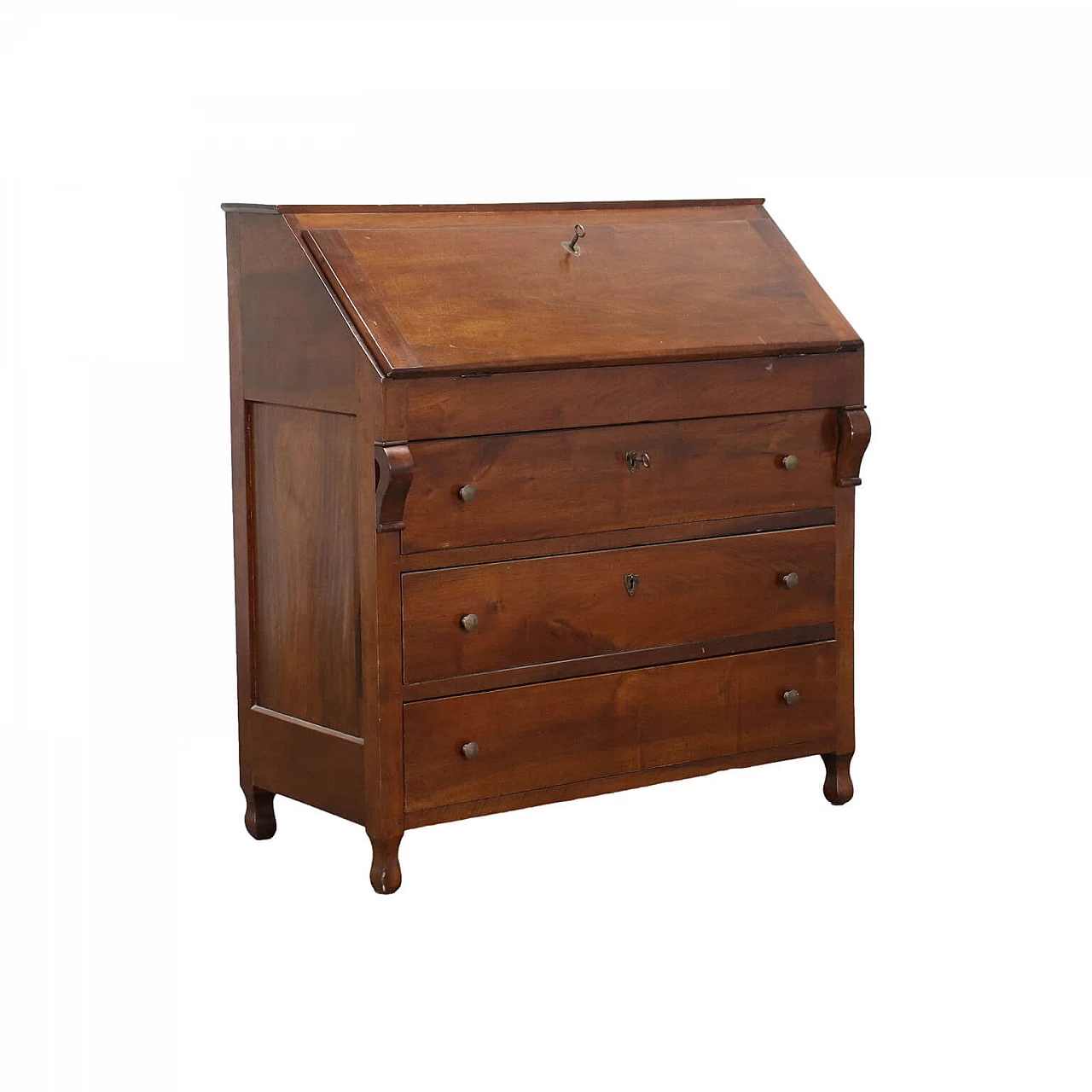 Mobile a ribalta in stile in legno con anta e cassetti, del '900 1424617