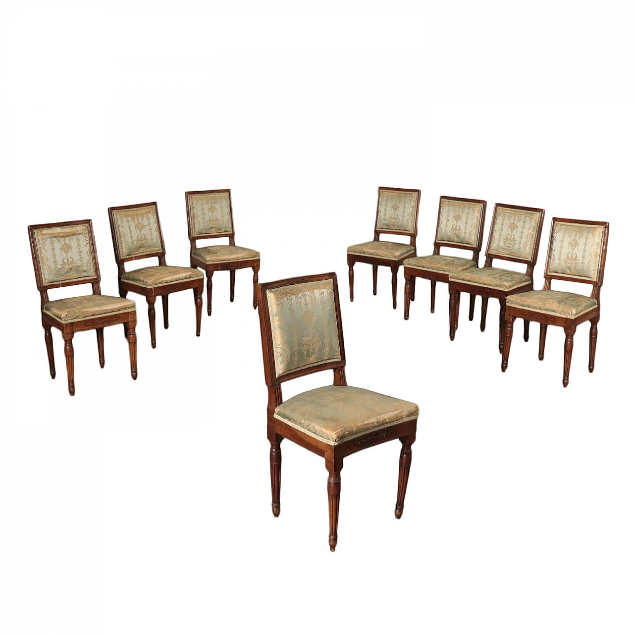 Group Of Eight Neoclassical Chairs Walnut Italy Second Half 1700 1425095