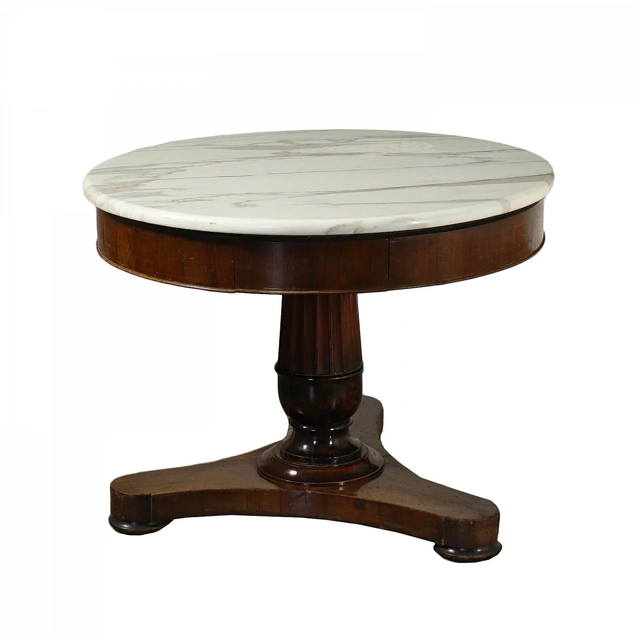 Empire Table Walnut White Marble Italy 19th Century 1428232