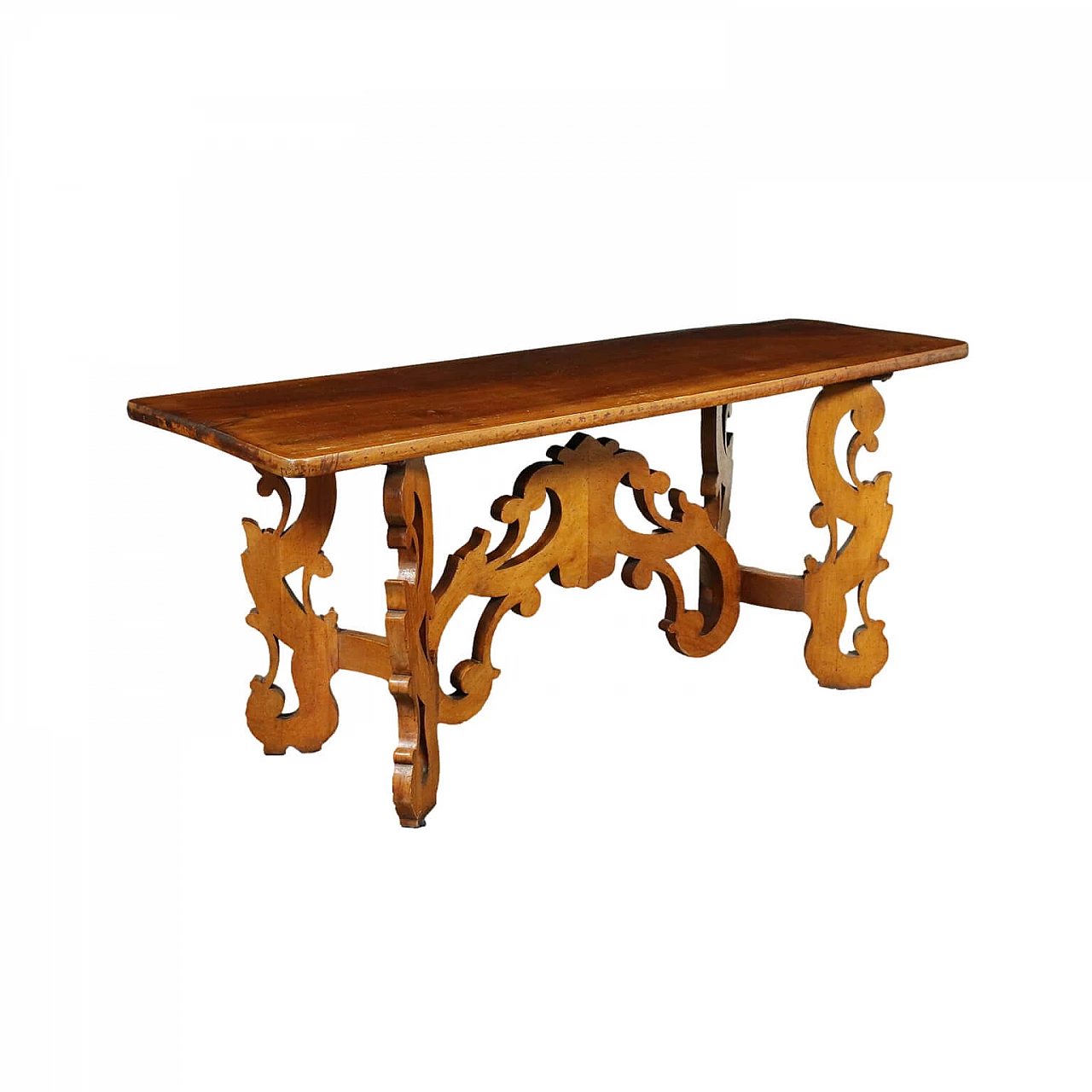 Tavolino fratino in faggio con piano in noce, del '900 1428547