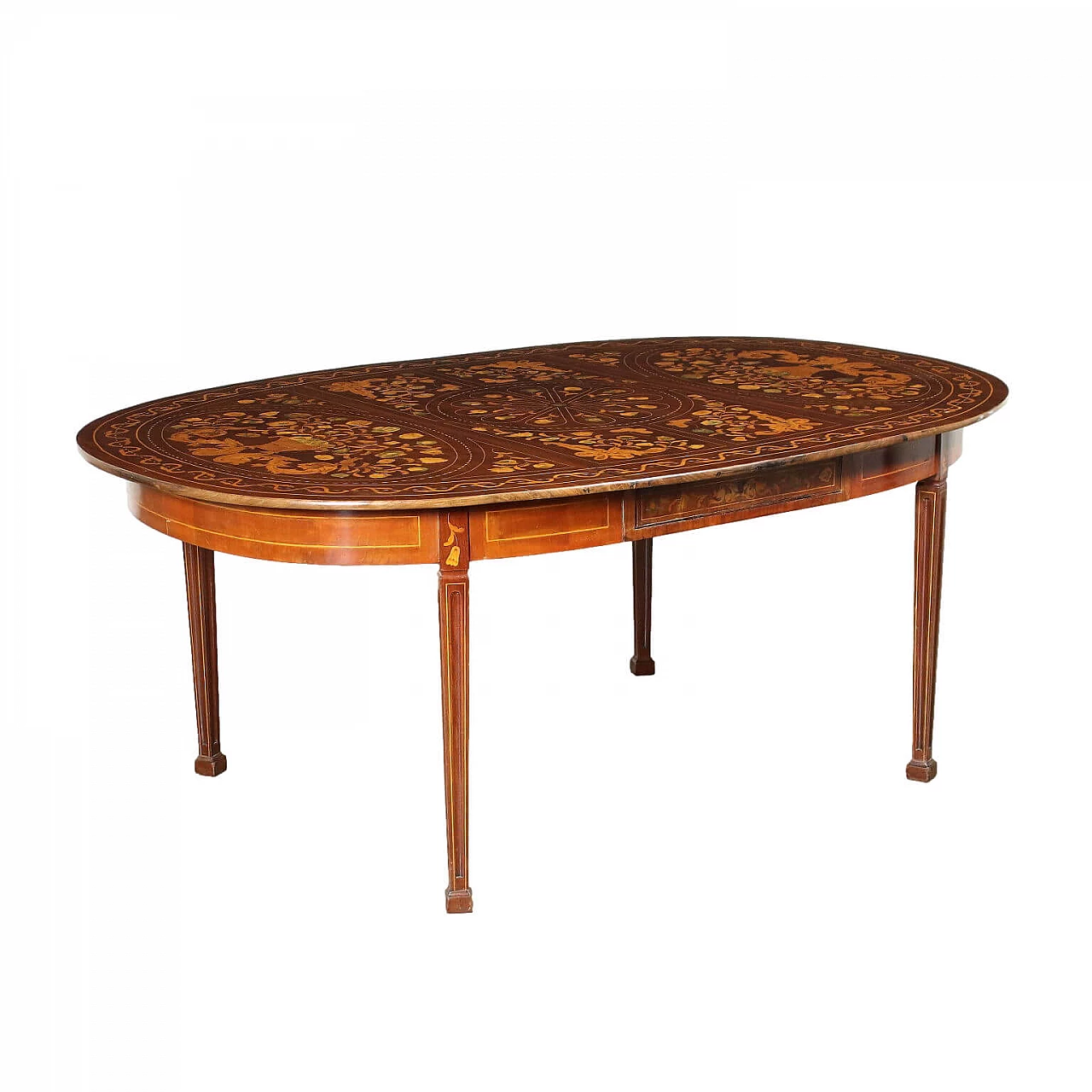 Dutch oval mahogany table inlaid with floral motifs, 19th century 1428621