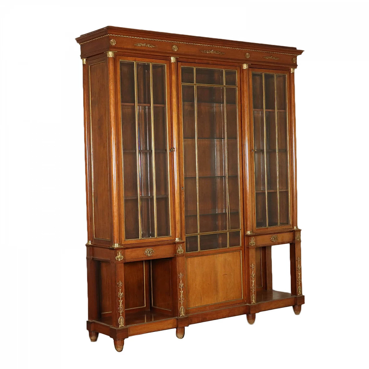Empire bookcase in mahogany with gilded bronze decorations, 20th century 1431134