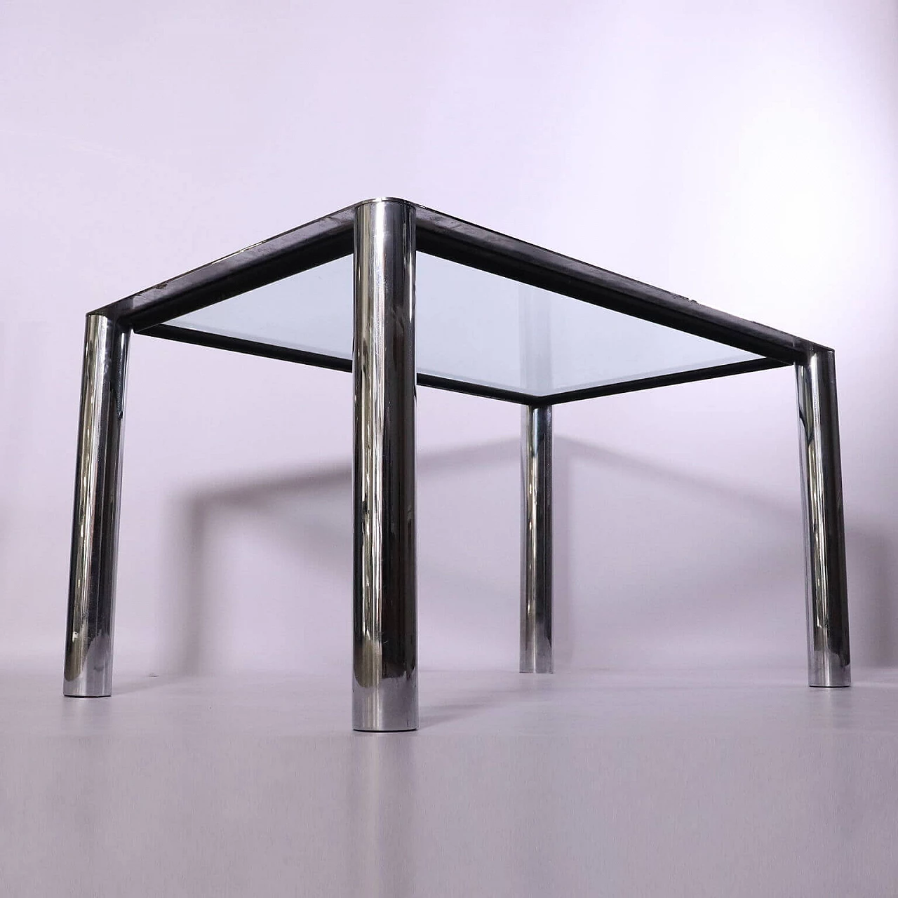 Table Designed for Cinova Metal Glass Vintage Italy 1970s 1432893