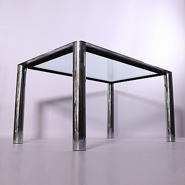 Table Designed for Cinova Metal Glass Vintage Italy 1970s