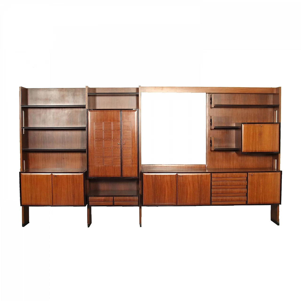 Cabinet Veneered Wood Mirrored Glass Italy 1960s 1434367
