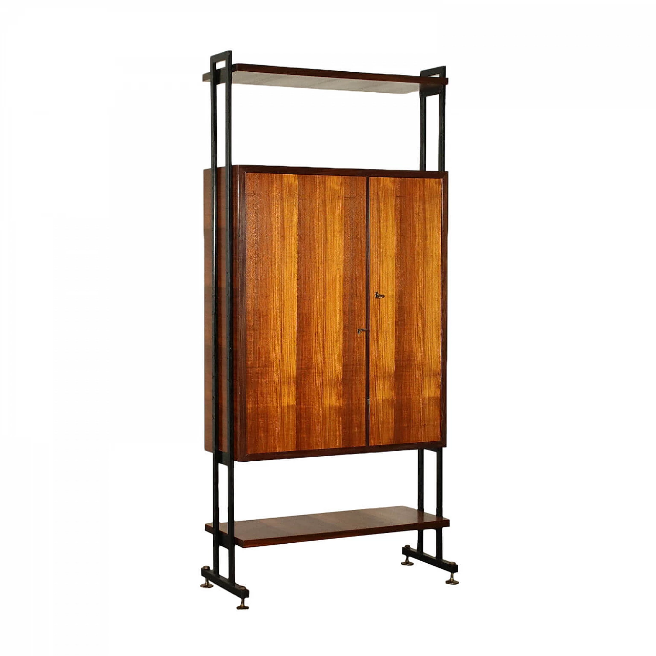 Cabinet Mahogany Veneer Metal Brass Italy 1950s 1960s 1434945