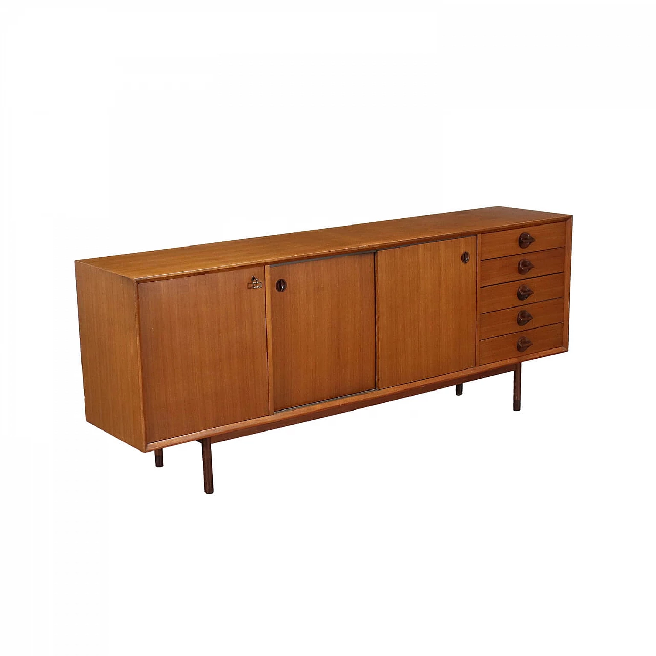 Sideboard in teak con ante e cassetti, anni '60 1435878