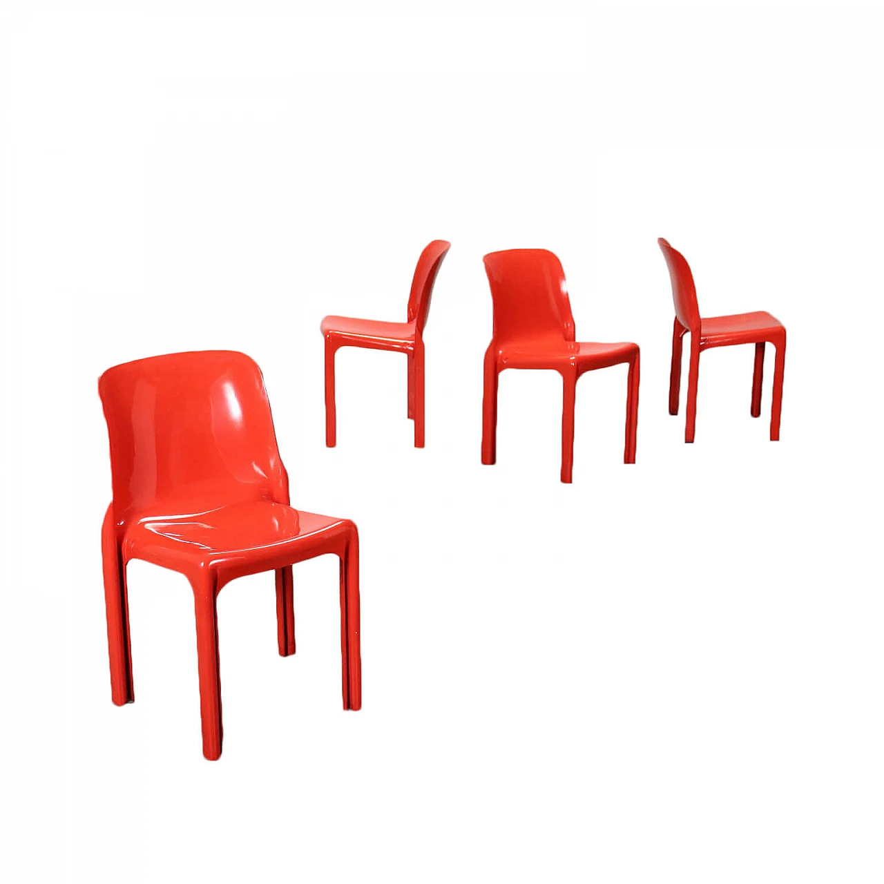 Group Of Four Chairs Selene Vico Magistretti Artemide Italy 1960s 70s 1437745