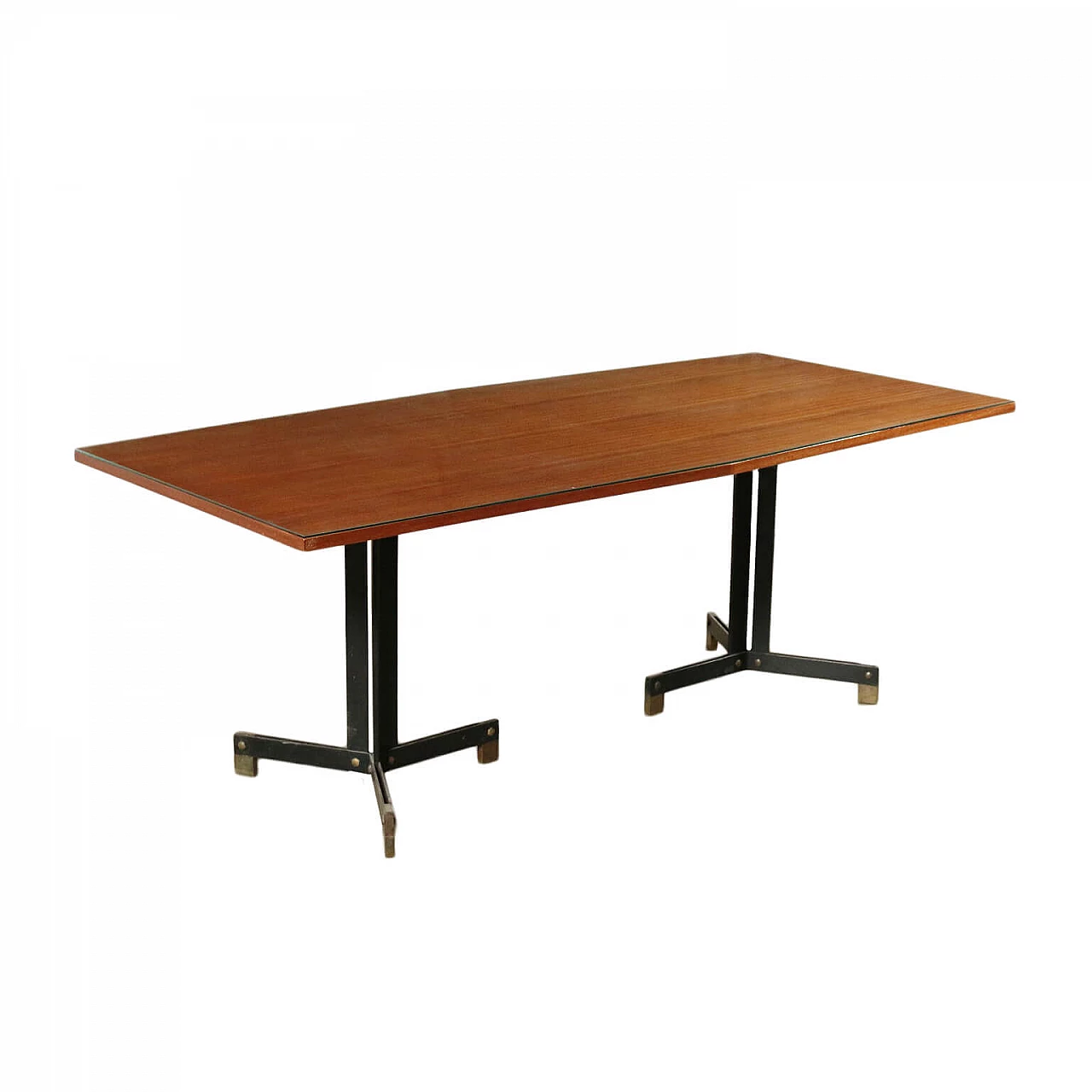 Table Ignazio Gardella Mahogany Veneer Glass Italy 1960s 1437979