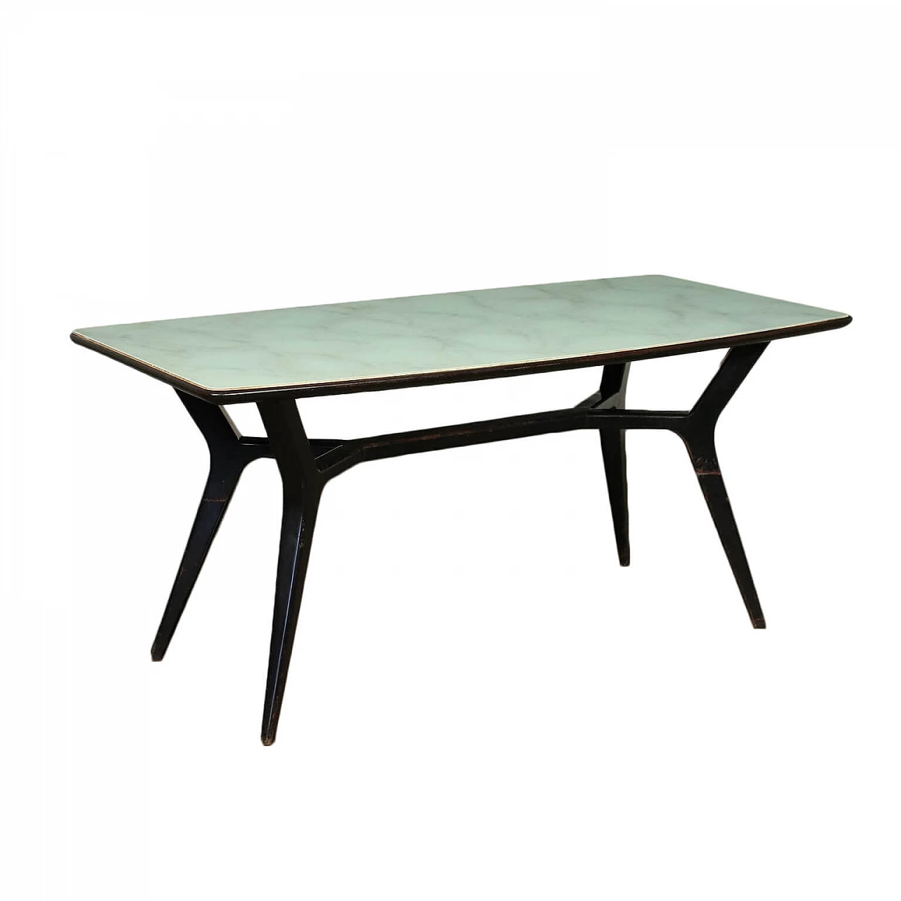 Table Stained Wood Back-Trated Glass Italy 1950s 1960s 1438363