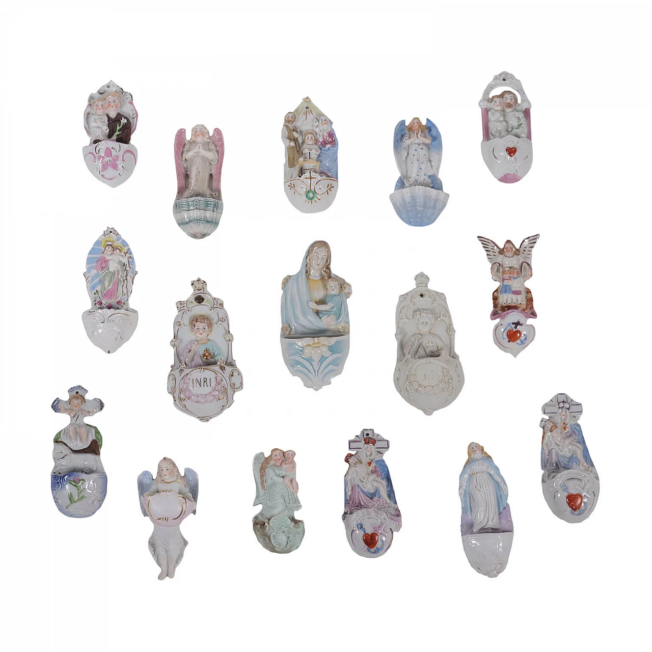 Group of sixteen holy water stoups 1442616