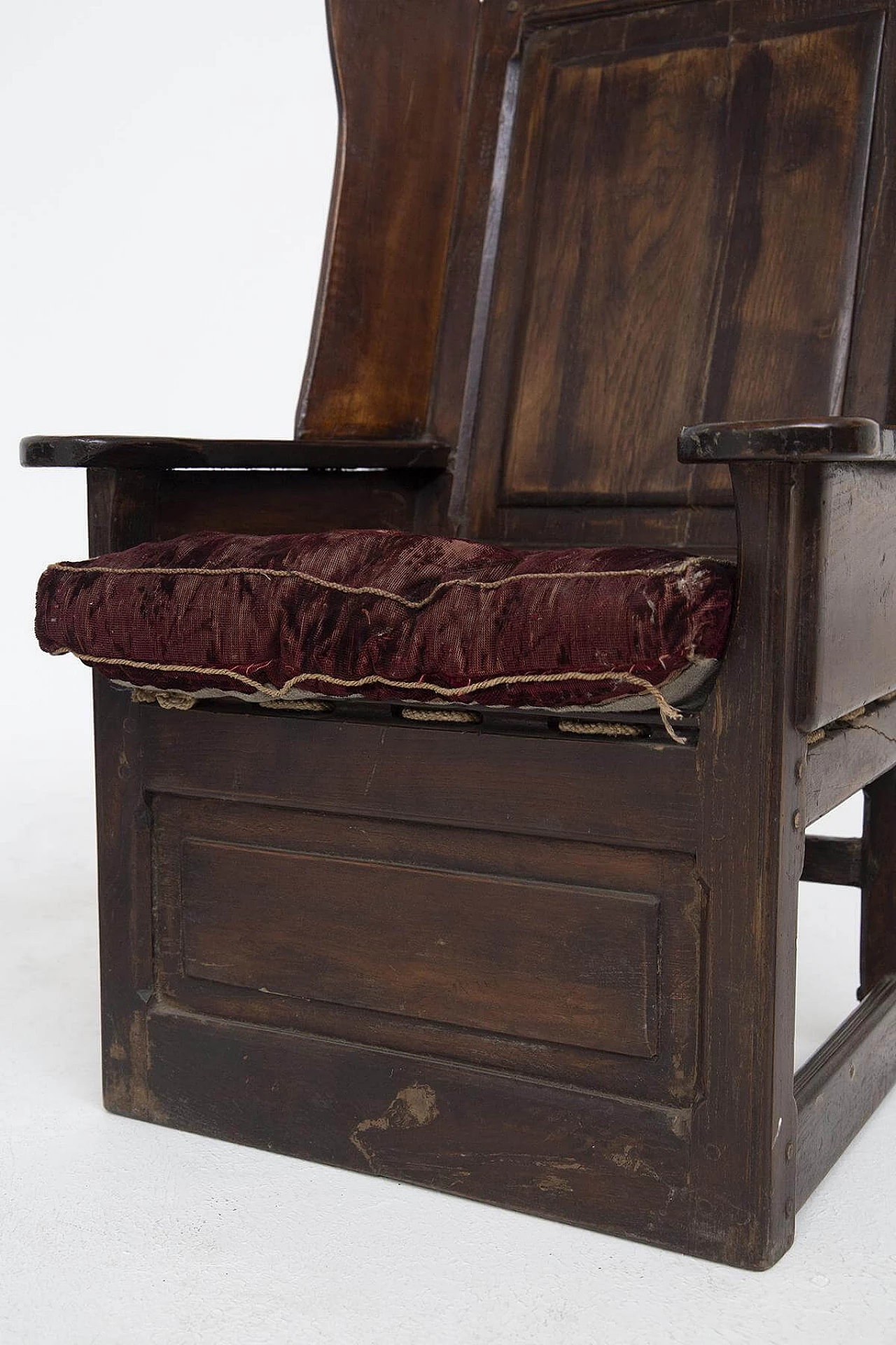 Pair of Italian armchairs in wood and fabric, 19th century 1444096