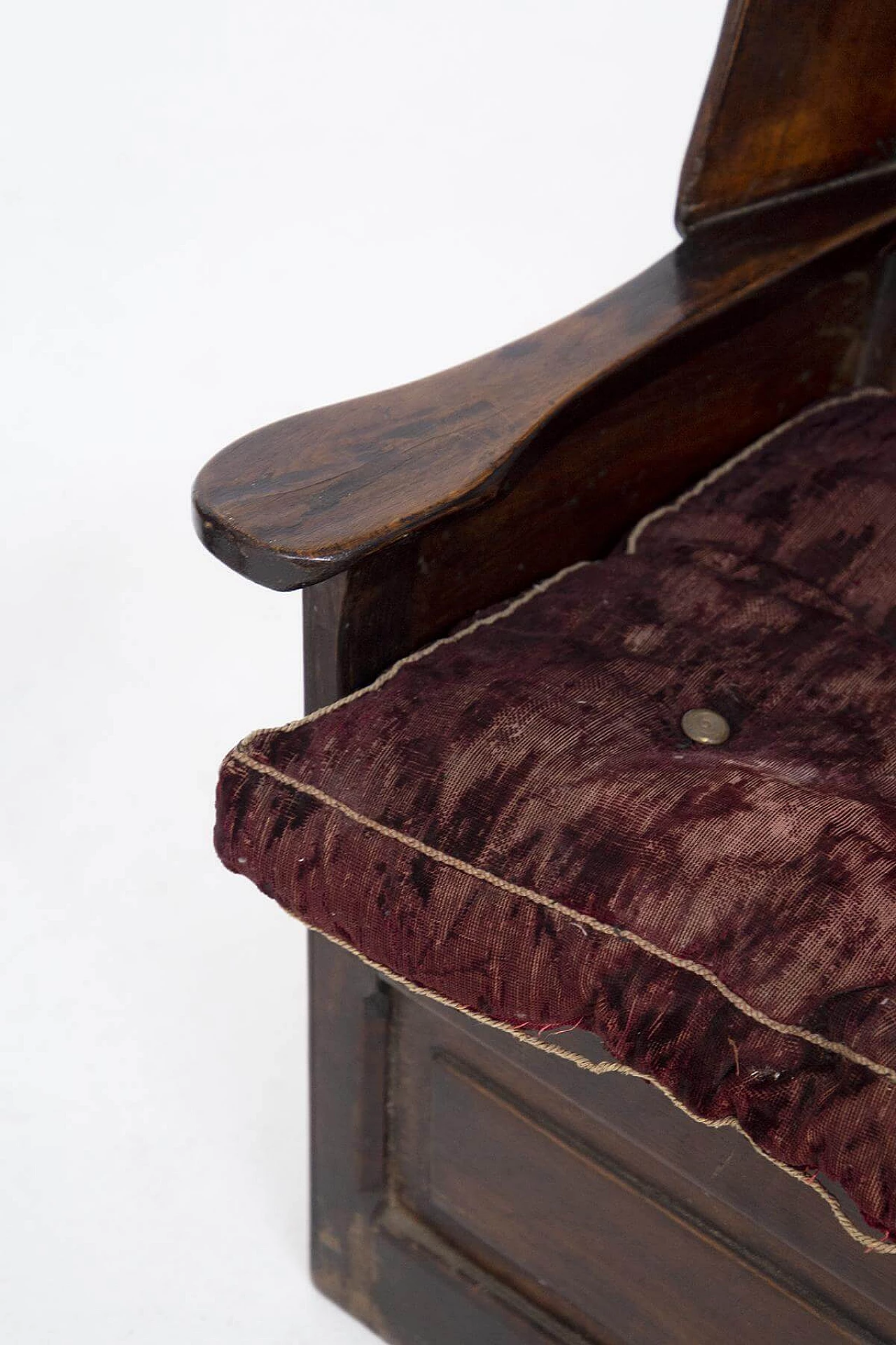 Pair of Italian armchairs in wood and fabric, 19th century 1444099