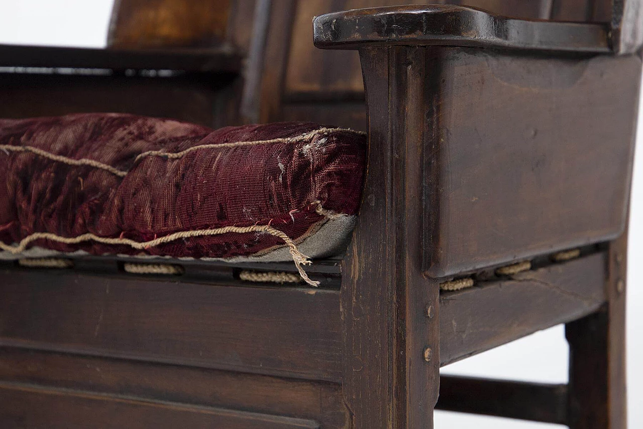 Pair of Italian armchairs in wood and fabric, 19th century 1444101