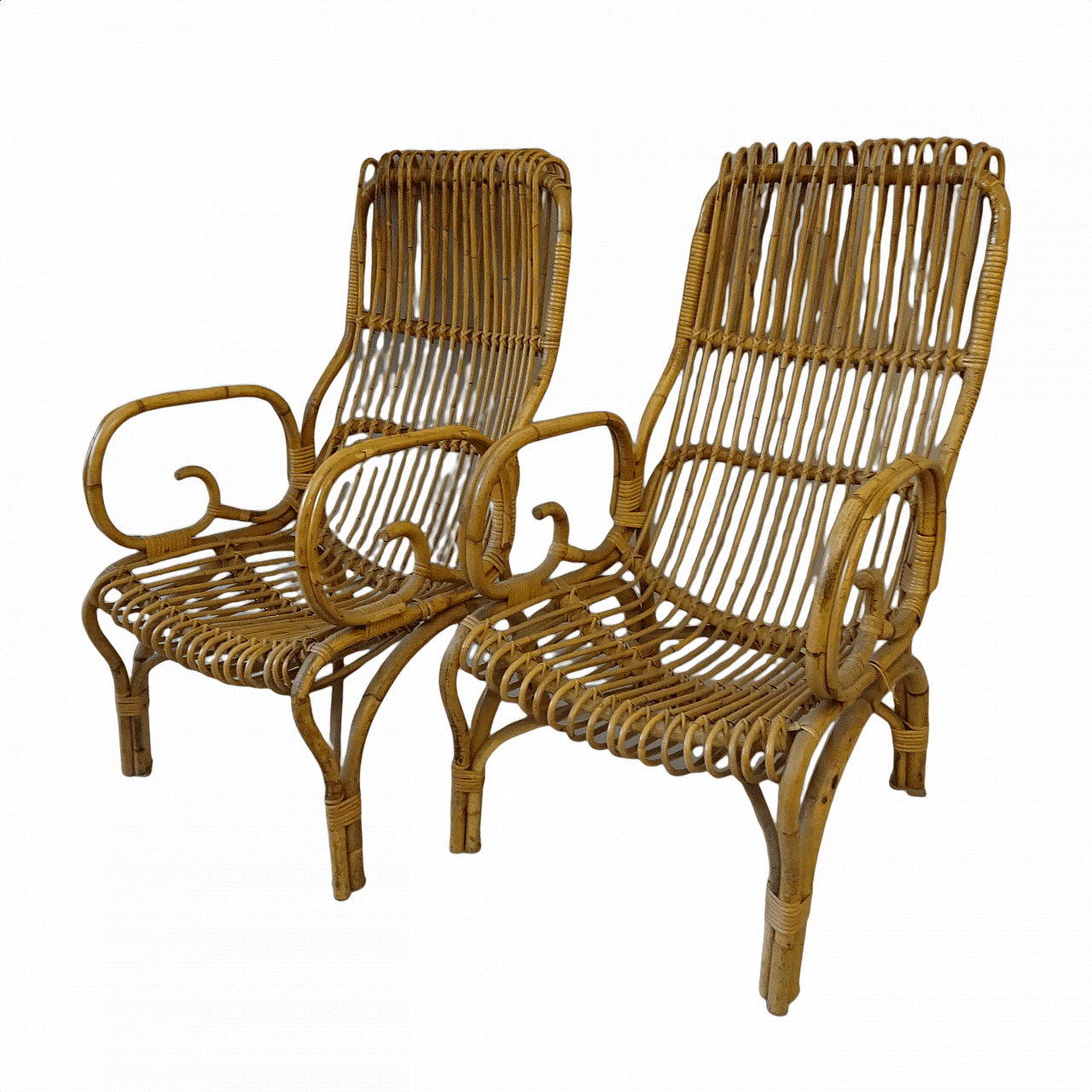 Pair of bamboo armchairs, 1960s 1444110