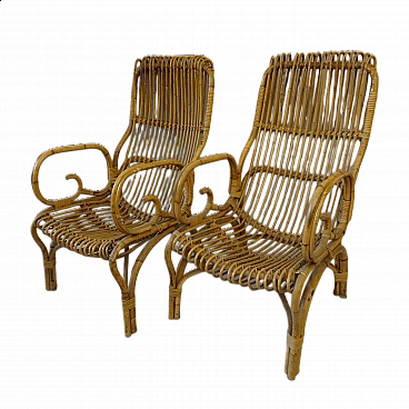 Pair of bamboo armchairs, 1960s