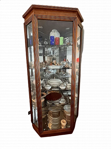 Vetrinetta ad angolo con luci interne, anni '80