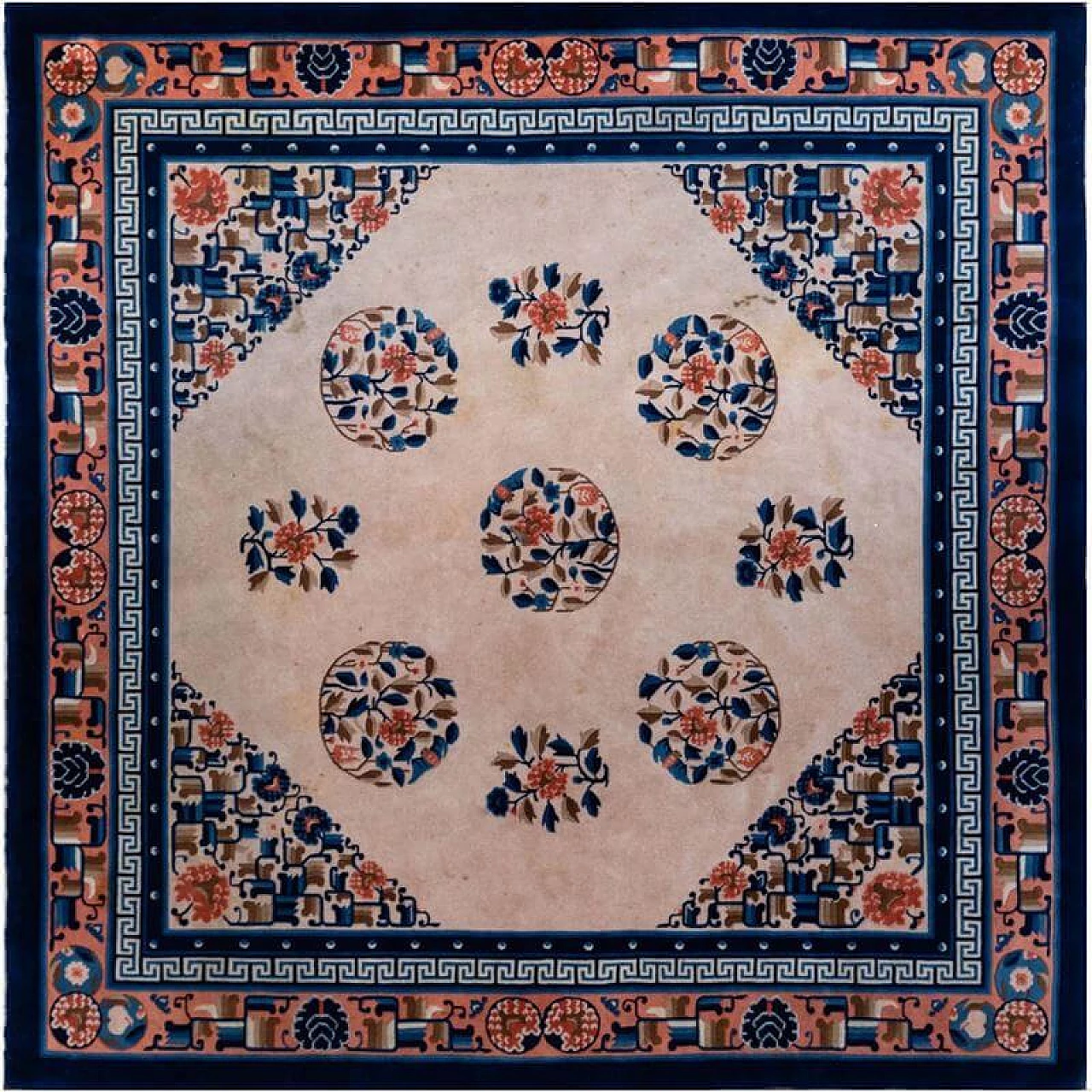 Square carpet with floral decoration, China, 20th century 1444170
